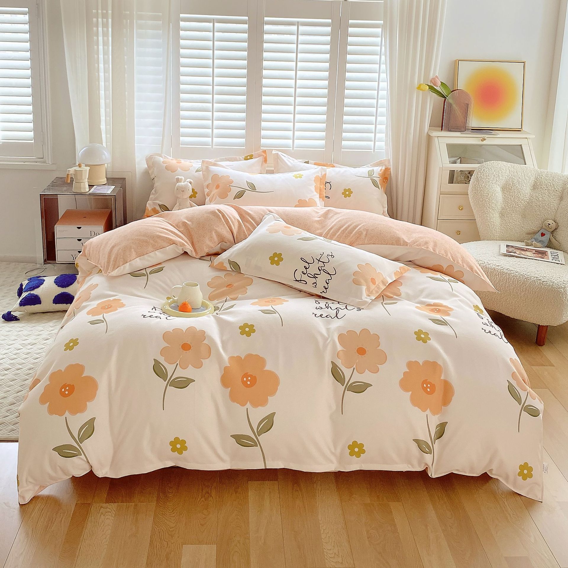 4-piece thick cotton bedding set | warm durable easy-care