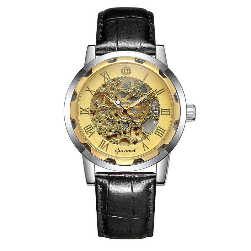 Men's Manual Winding Watch Gold Skeleton | Stainless Steel Luxury Design
