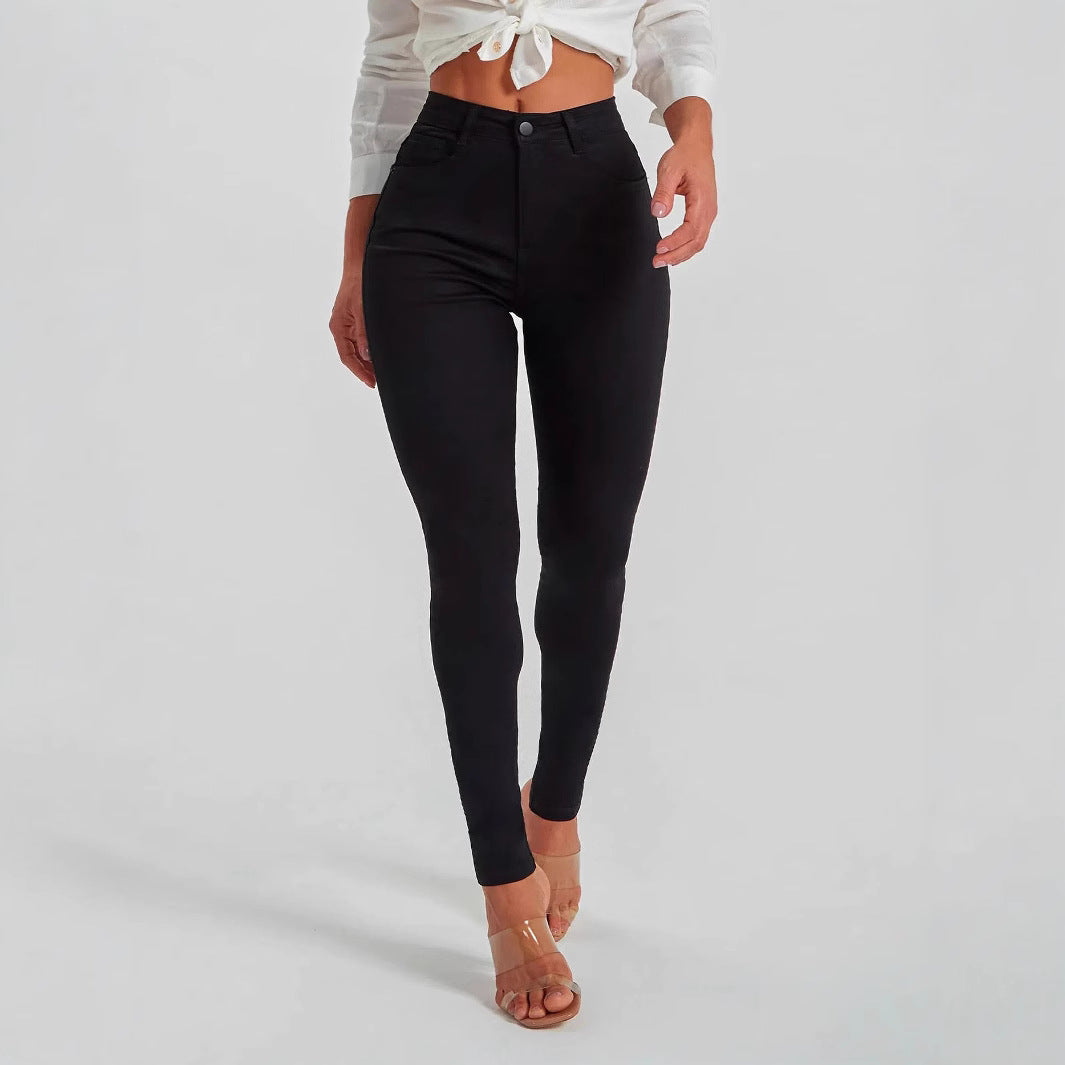Women's Mid Waist Skinny Jeans Black – Slim Fit Stretch Pants