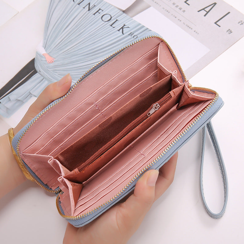 Women's Clutch Wallet with Crown Embroidery | Elegant Long Wallet
