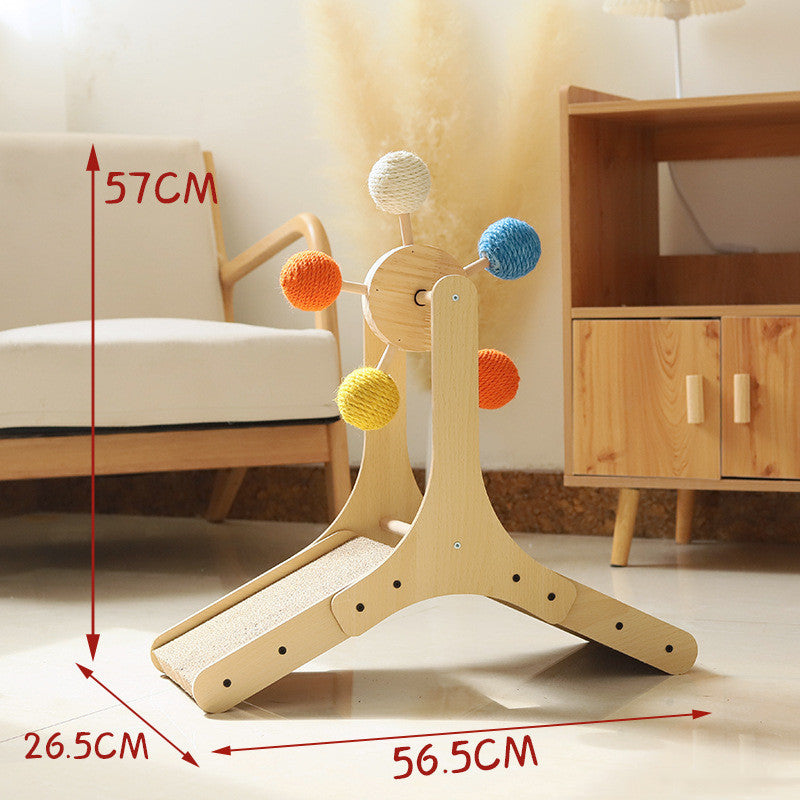 Cat Scratching Board Wood | Sisal Turntable Scratch Toy Stable