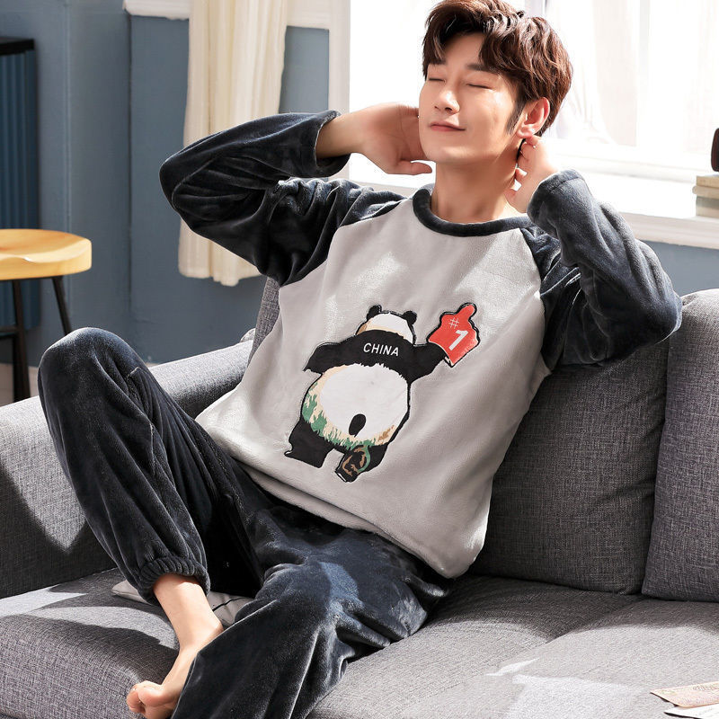 Herren Pyjama Korallenfleece Winter | Warmes Homewear Set