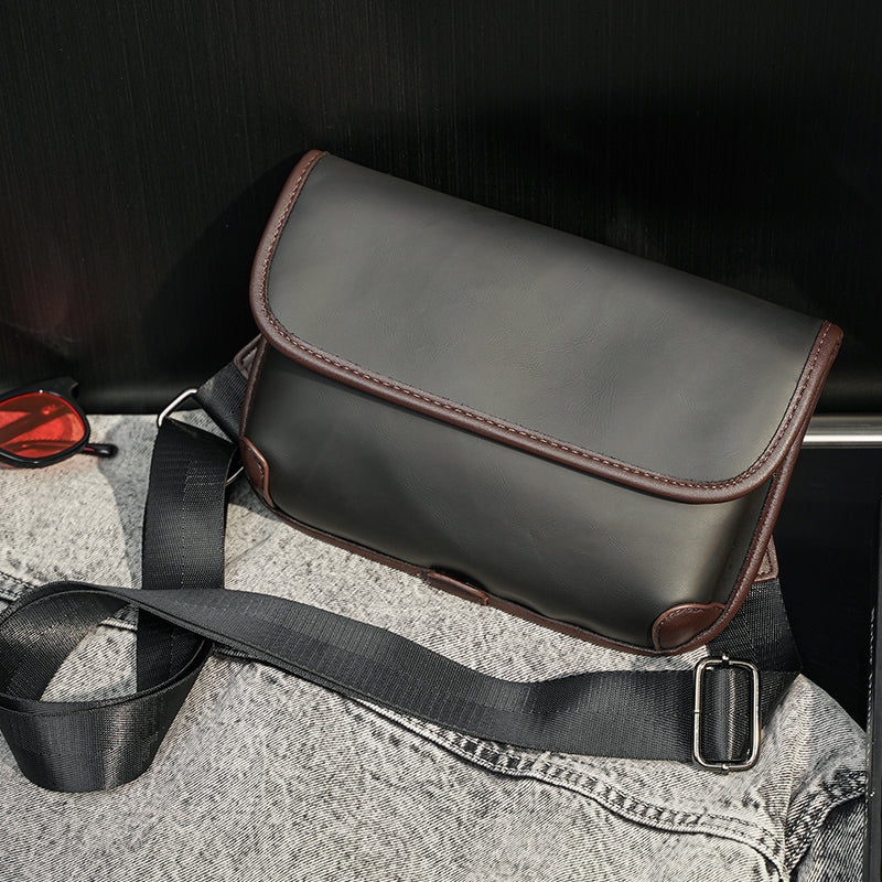 Men's Leather Shoulder Bag Check | Crossbody Street Messenger Bag
