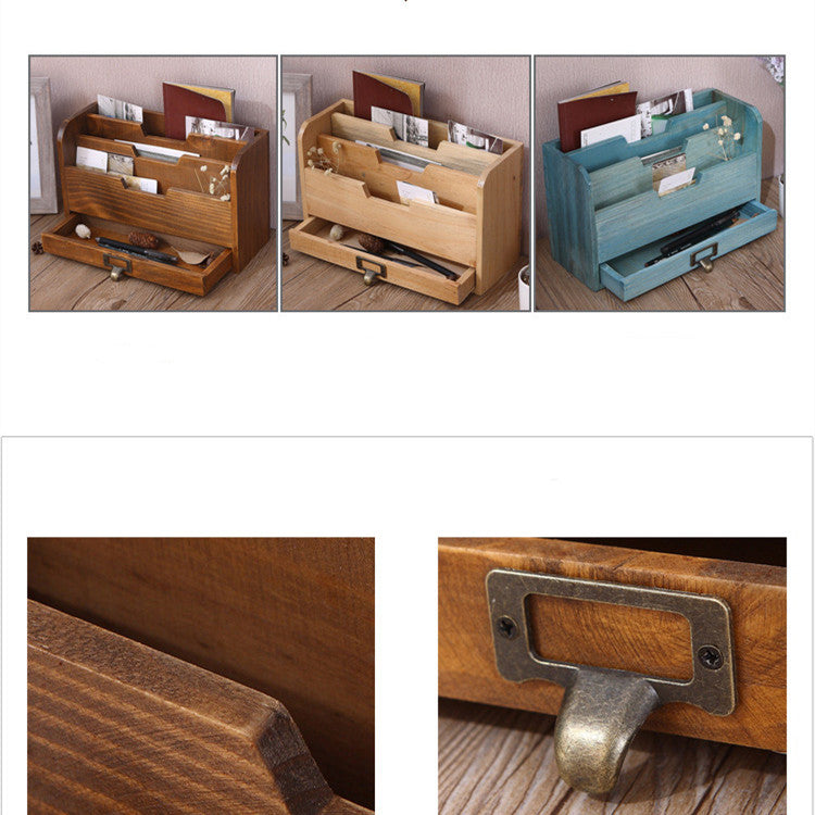 Wooden Document Organizer | Desk File Sorter Box