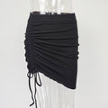 Figure-Hugging Mini Skirt with Tie-Band – Asymmetrical Women's Skirt