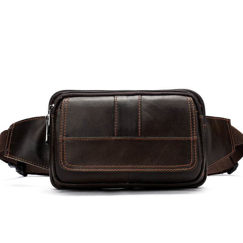 Men's Leather Crossbody Bag | Cowhide Waist Pack Outdoor