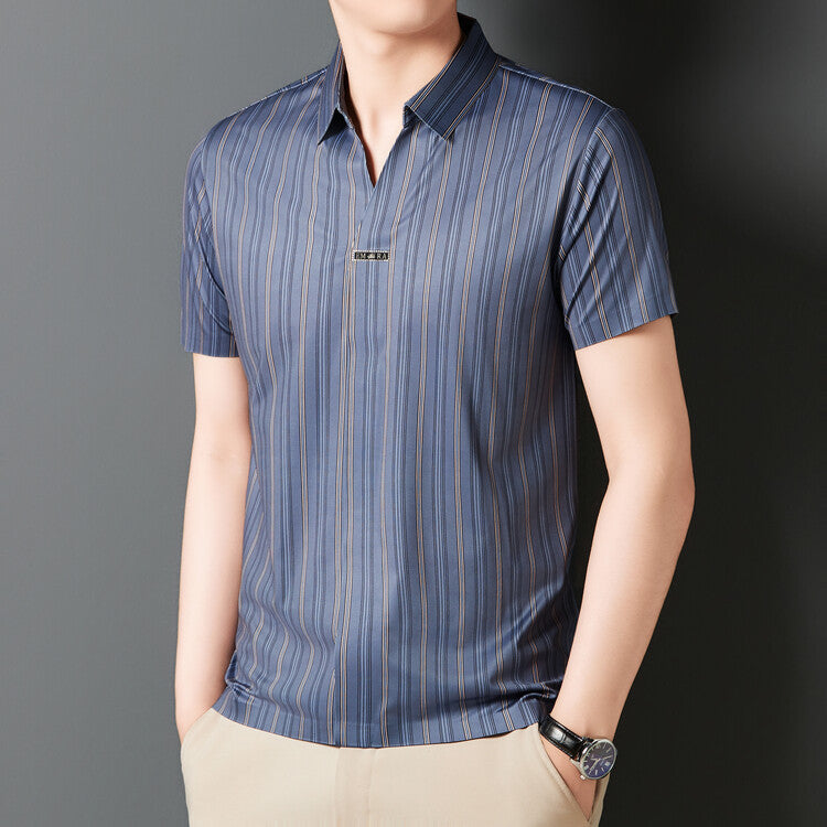 Men's Short-Sleeve Striped Shirt | Summer Leisure Lightweight Modern