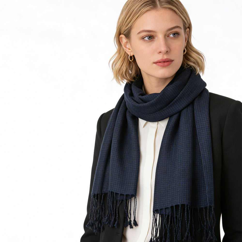 2er Schal Set Navy Fischgrät Jacquard elegant unisex Büro