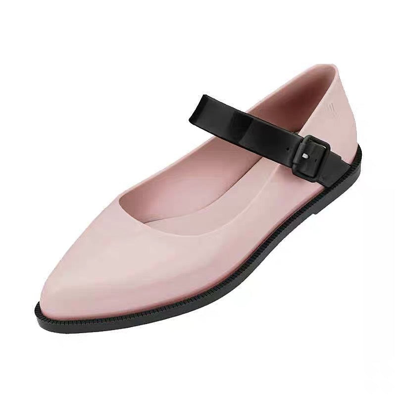 Damen Ballerinas Spitze Farbblock | Elegante Flats Schnalle