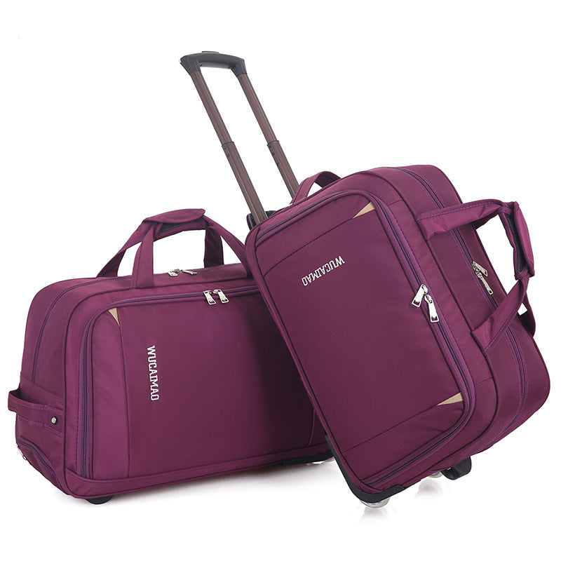 Oxford Fabric Folding Trolley Travel Bag – Lightweight Luggage