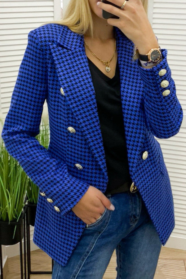 Eleganter Damen Blazer im Hahnentritt-Muster – Stilvoll & Zeitlos
