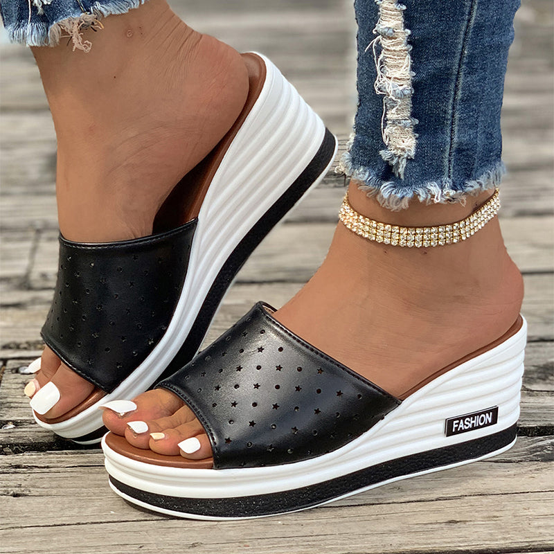 Damen Keilsandalen Fish Mouth | Cut Out Sommer Strand Schuhe