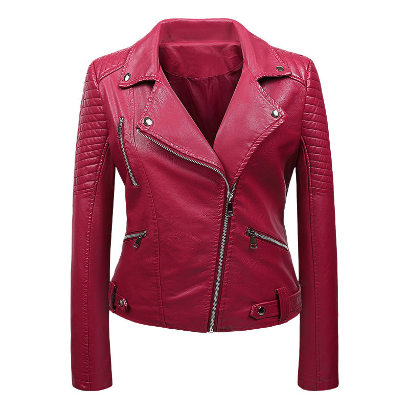 Women's Korean Slim Fit Leather Jacket – Harajuku Biker Style