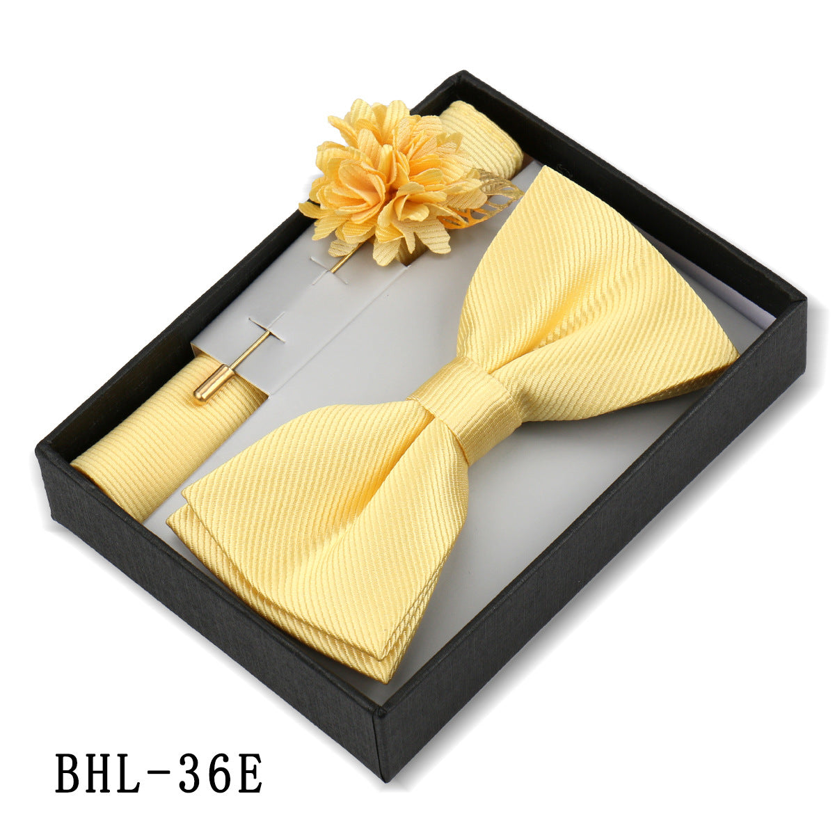Men's Bow Tie Set Elegant Pocket Square Brooch Gift