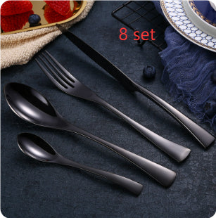 Schwarzes Besteckset Edelstahl | 4-teilig modern elegant Korean Style