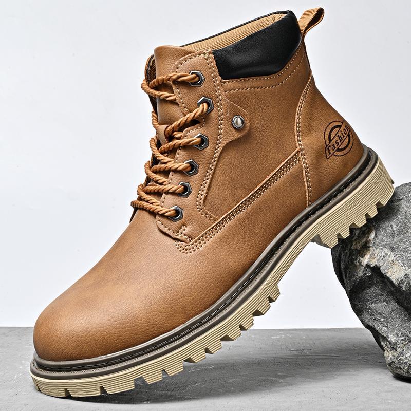 Men's Genuine Leather Martin Boots Mid-Top – Casual Leather Ankle Boots