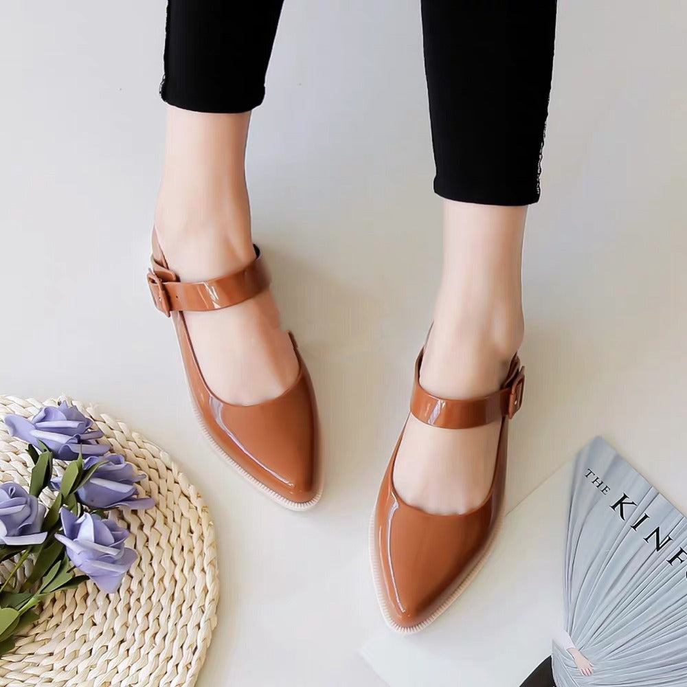 Damen Ballerinas Spitze Farbblock | Elegante Flats Schnalle
