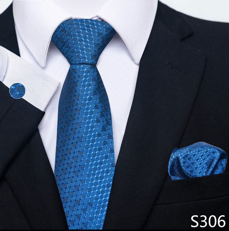 Men's Tie Set Business Scarf Cufflinks Elegant