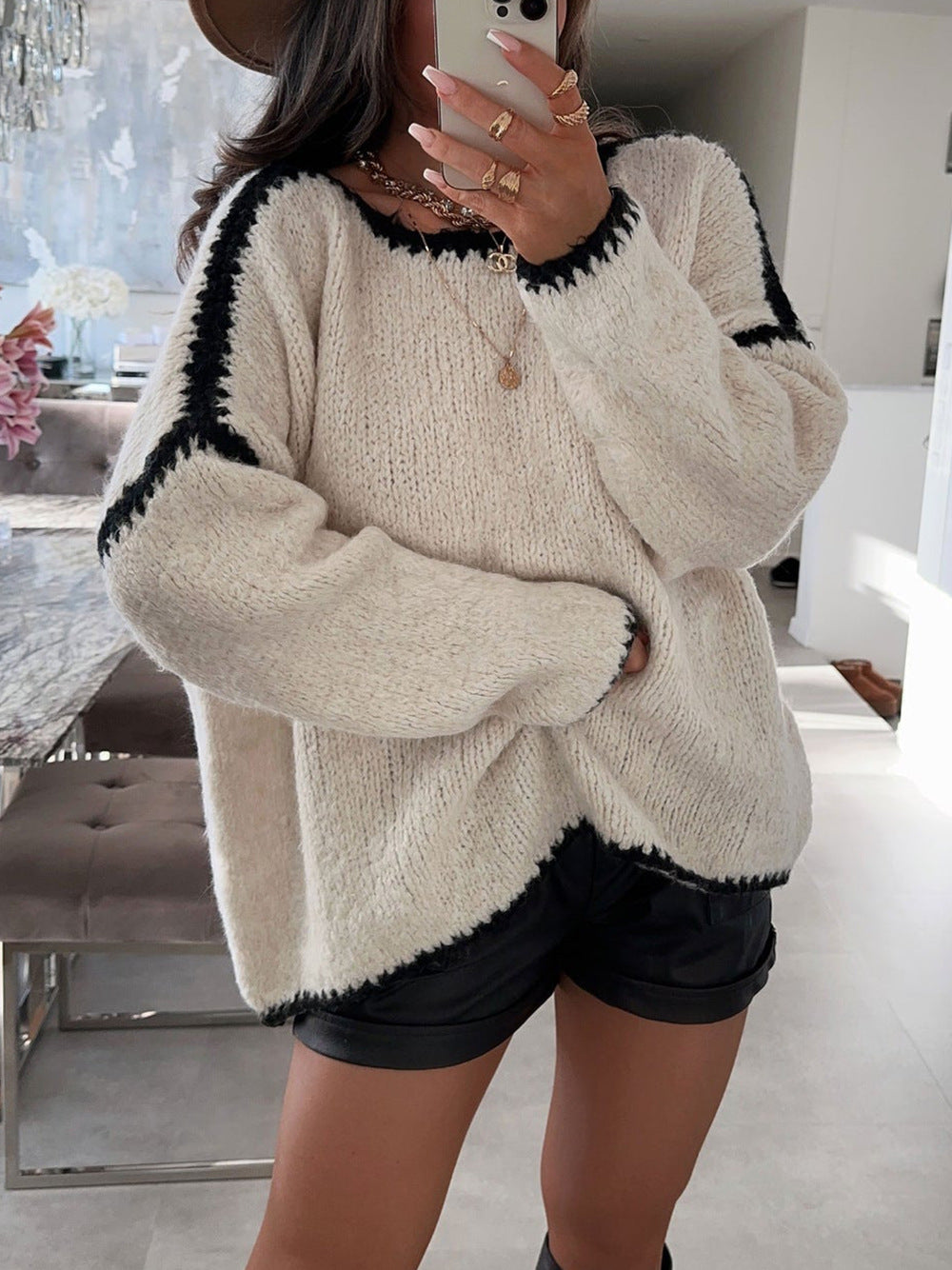 Damen Langarm Pullover | Moderner Casual Strickpullover