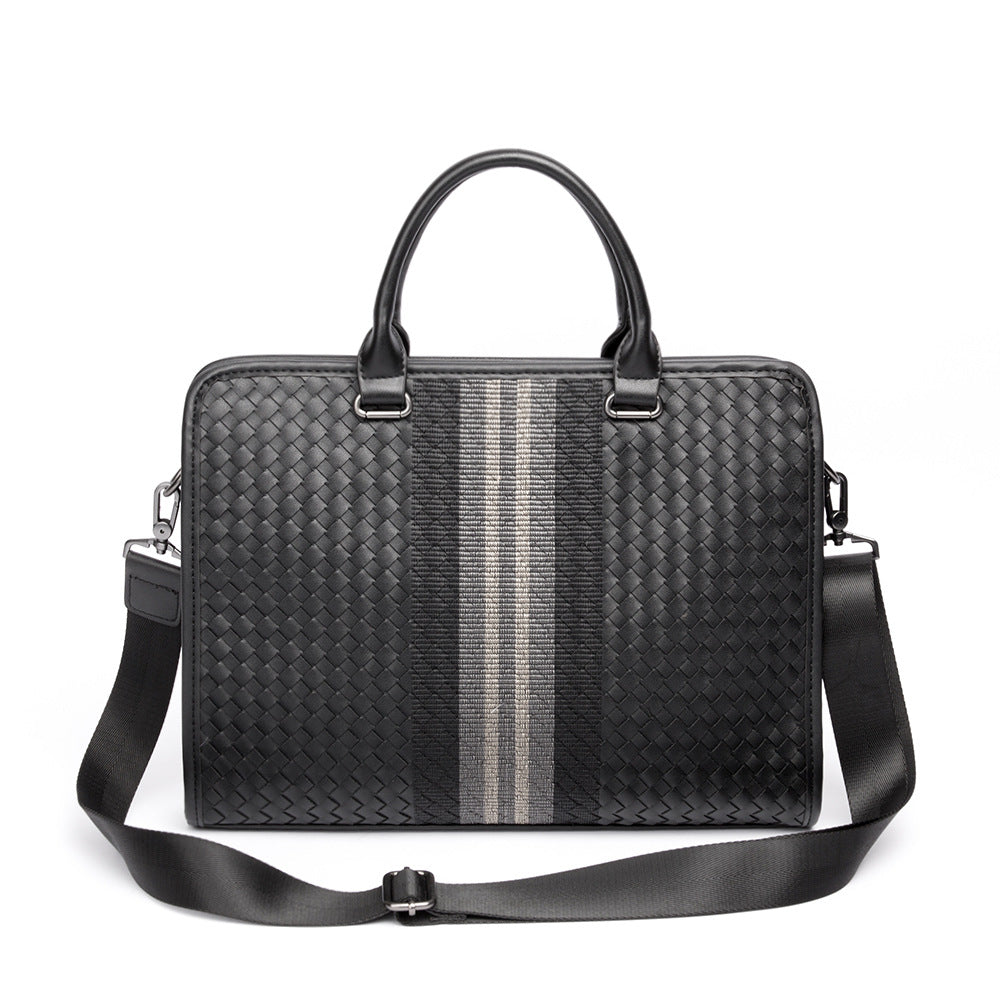 Men's Business Casual Shoulder Bag – Braided Laptop Briefcase