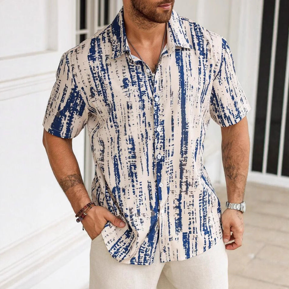 Herren Kurzarmhemd 3D Print | Knitterfrei Sommer Trend