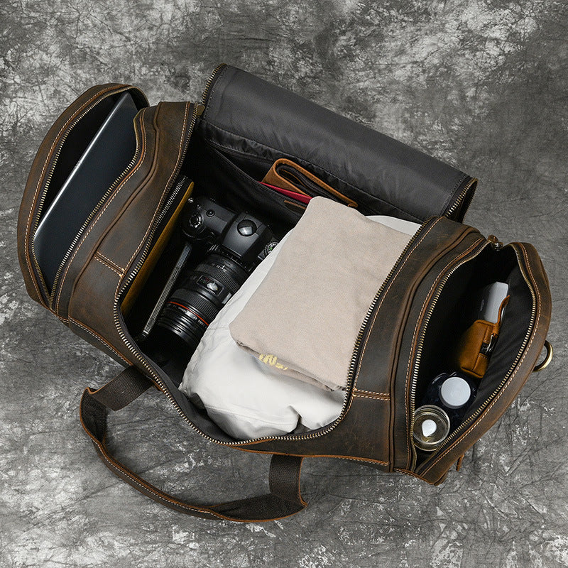 Men's Genuine Leather Vintage Crazy Horse Bag | Travel Handbag