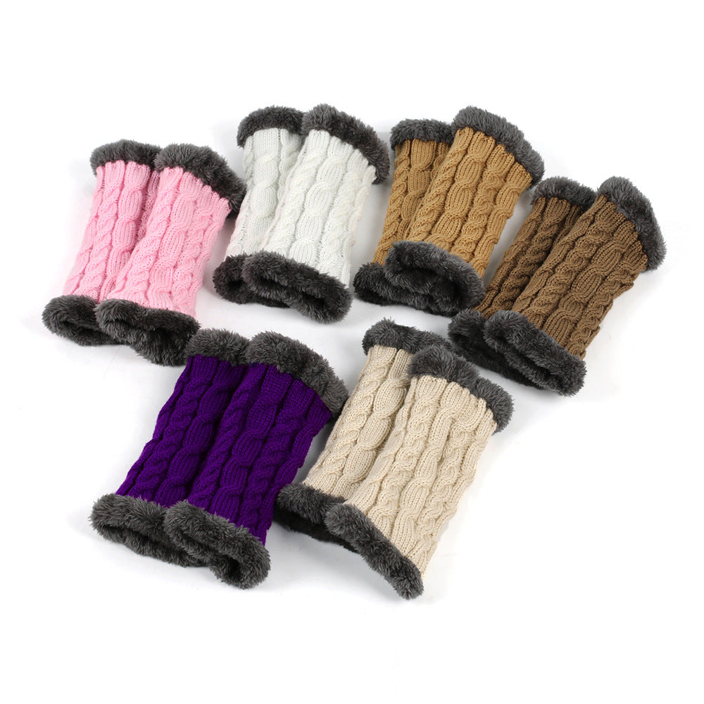 Women's Winter Knitted Fingerless Gloves – Plush Fleece Warm