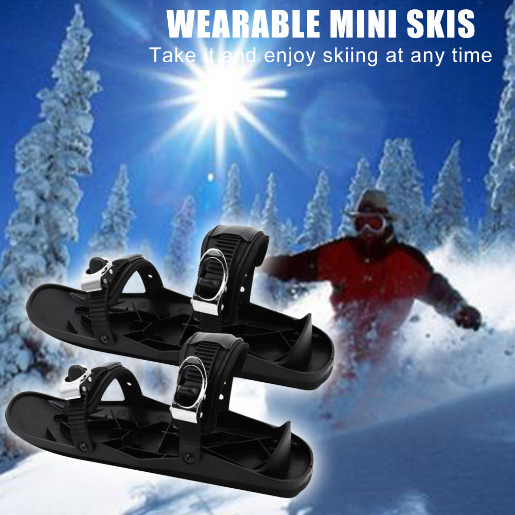 Adjustable Mini Ski Skates | Portable Short Skis Snowblades for Shoes Outdoor