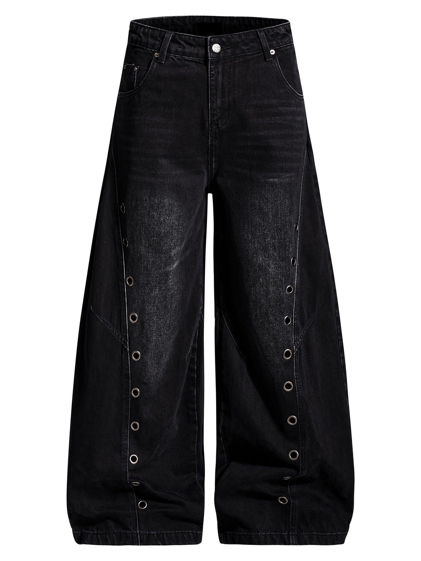 Damen Designer Jeans mit Eyelet-Details – Trendige Washed Denim Hose