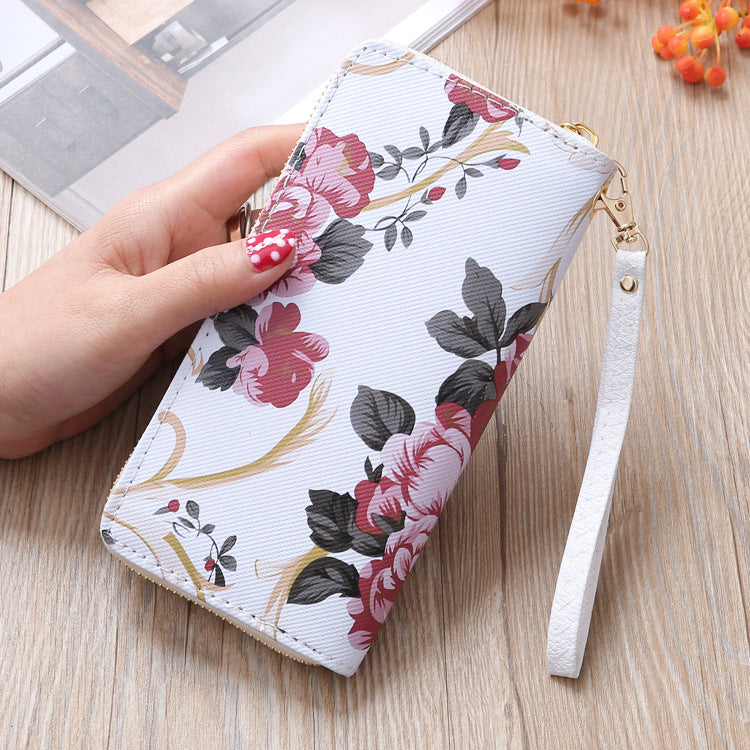 Women's Long Wallet Clutch – Phone Pouch with Elegant Print