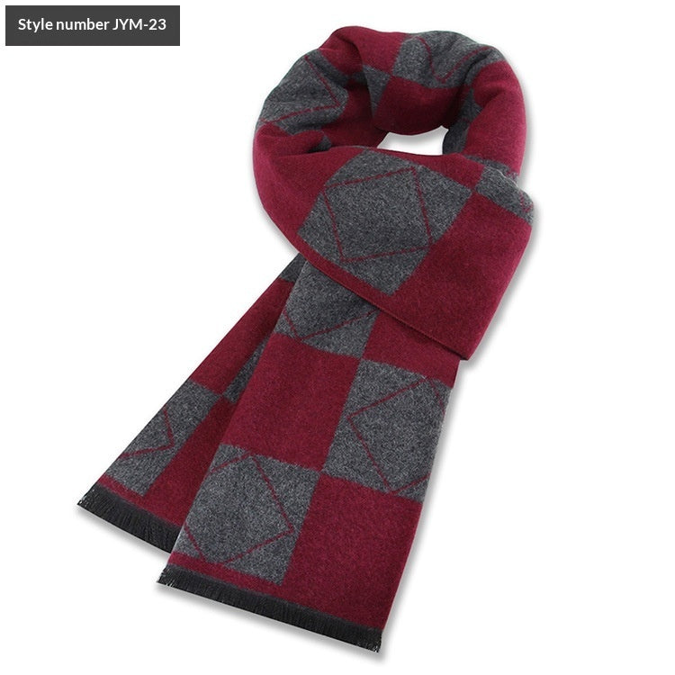 Men's Scarf Plaid Warm Wool Blend Winter Thick Elegant
