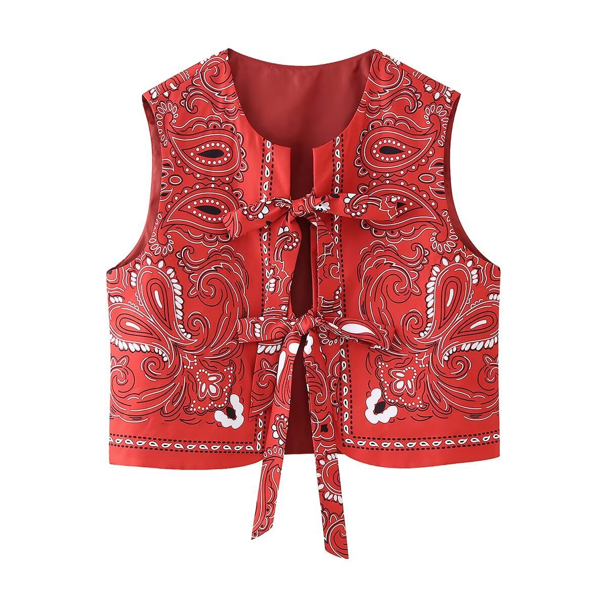 Damen Batik Baumwollweste – Rundhals, Locker & Modern Casual