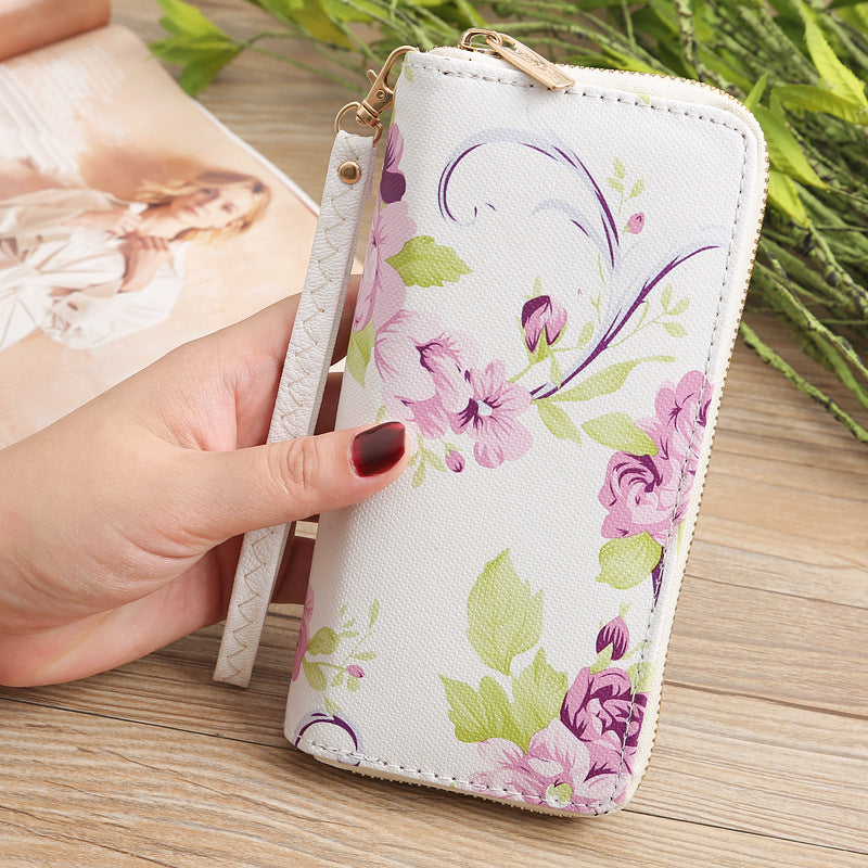 Women's Long Wallet Clutch – Phone Pouch with Elegant Print