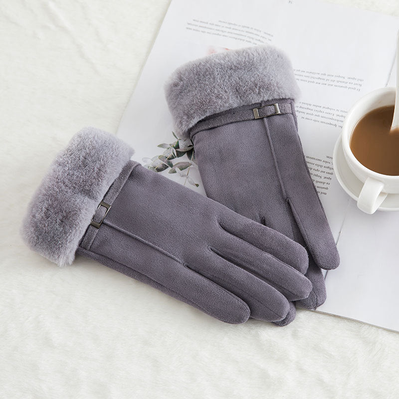 Damen Wildleder Winterhandschuhe | Warme Woll Thermohandschuhe