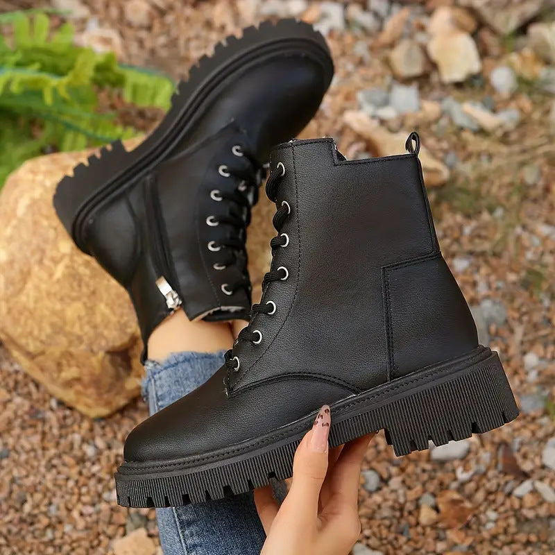 Women's Biker Ankle Boots with Profile Sole – Versatile Motorcycle Boots