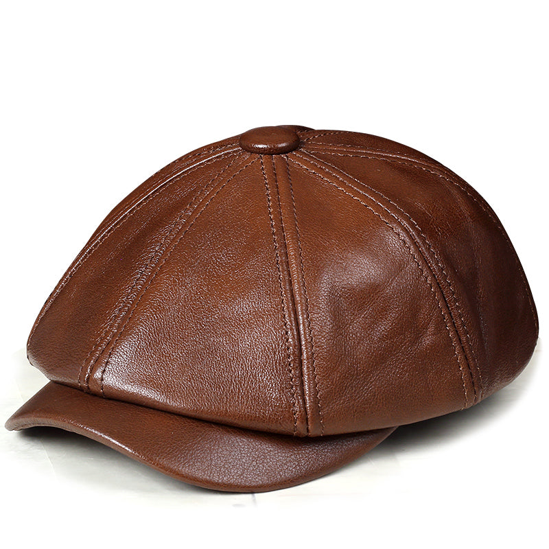 Men's Leather Flat Cap | Cowhide Eight-Piece Elegant