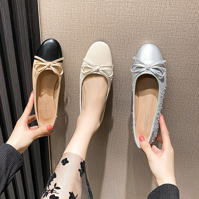 Women's Ballerina Pumps with Bow | Comfortable Flat Shoes
