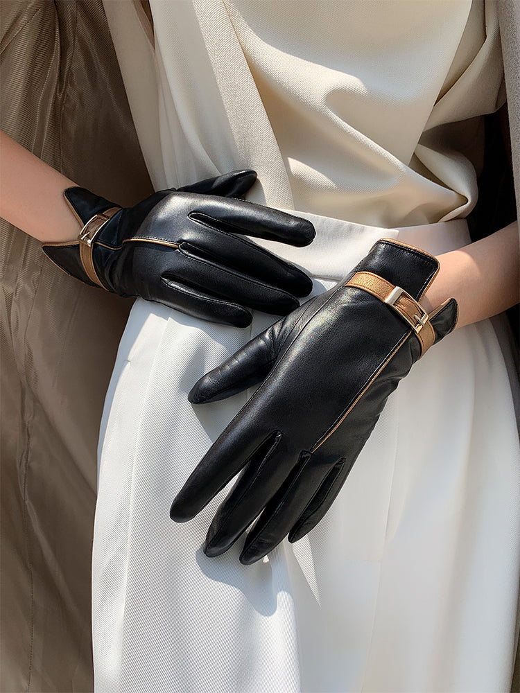 Damen Schafleder Touchscreen Handschuhe – Warm Anti-Rutsch Driving
