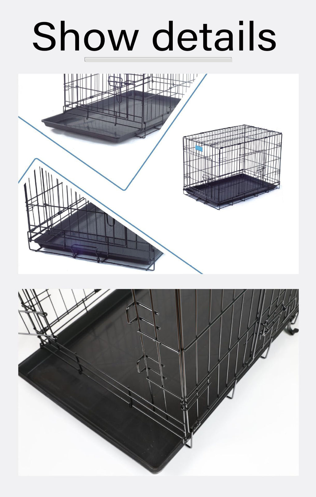 Dog crate foldable | Wire cage large sturdy transport box