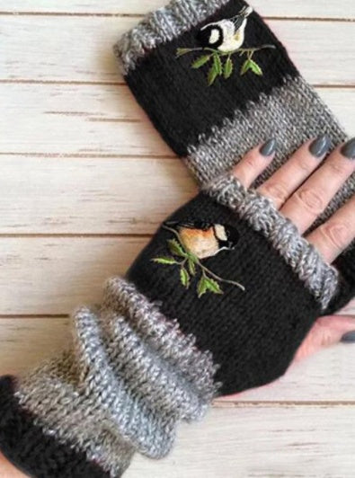 Damen Bestickte Winterhandschuhe – Modisch Warm & Elegant