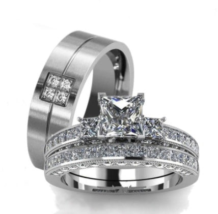 Kristall- und Diamant-Partnerring-Set – Elegante Partnerringe
