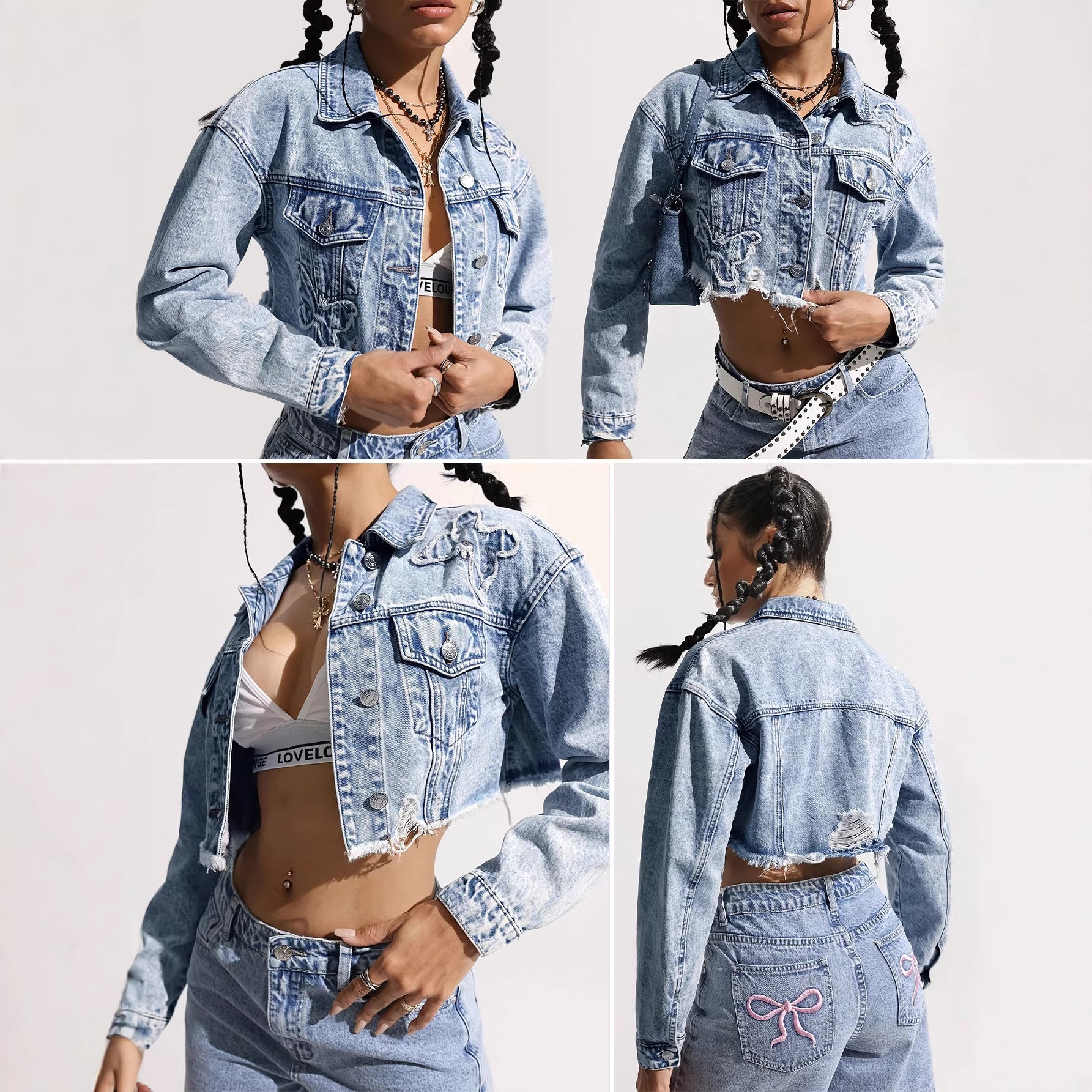 Damen Jeansjacke Slim Fit – Retro Vintage Look Figurbetont