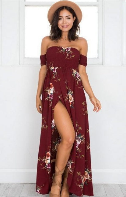 Boho Off-Shoulder Maxi Dress - Breezy Summer & Beach Dress for Women