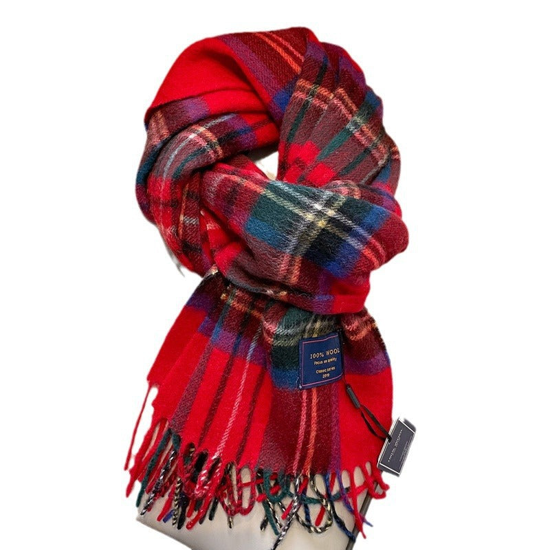 Men's Wool Scarf Winter warm modern Red Green Grey stylish