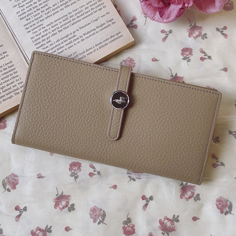 Genuine Leather Women's Wallets Luxury Long Hasp Litchi Pattern Coin Purses