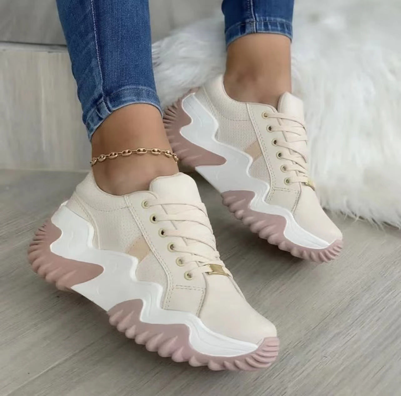 Damen Schnür Sport Sneaker – Bequeme Freizeit Schuhe