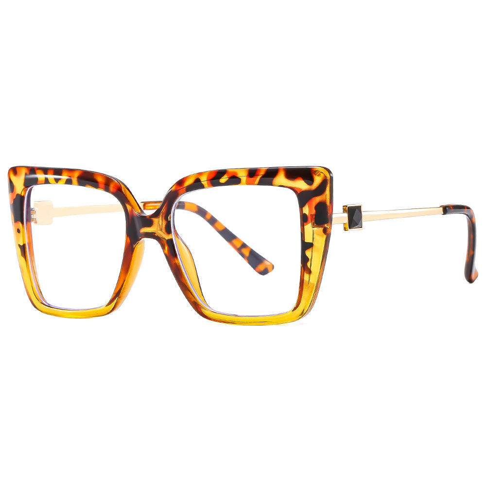 Luxuriöse Cat-Eye Damenbrille mit Strass | Große Farbige Statement-Fassung