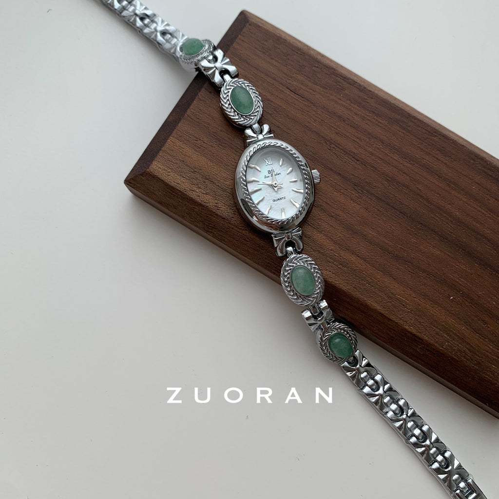 Women's Quartz Watch with Green Jade – Exclusive Designer Jewelry Watch