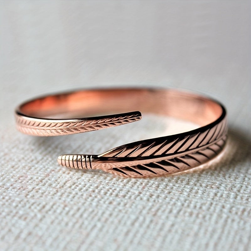 Retro Copper Leaf Pattern Bracelet