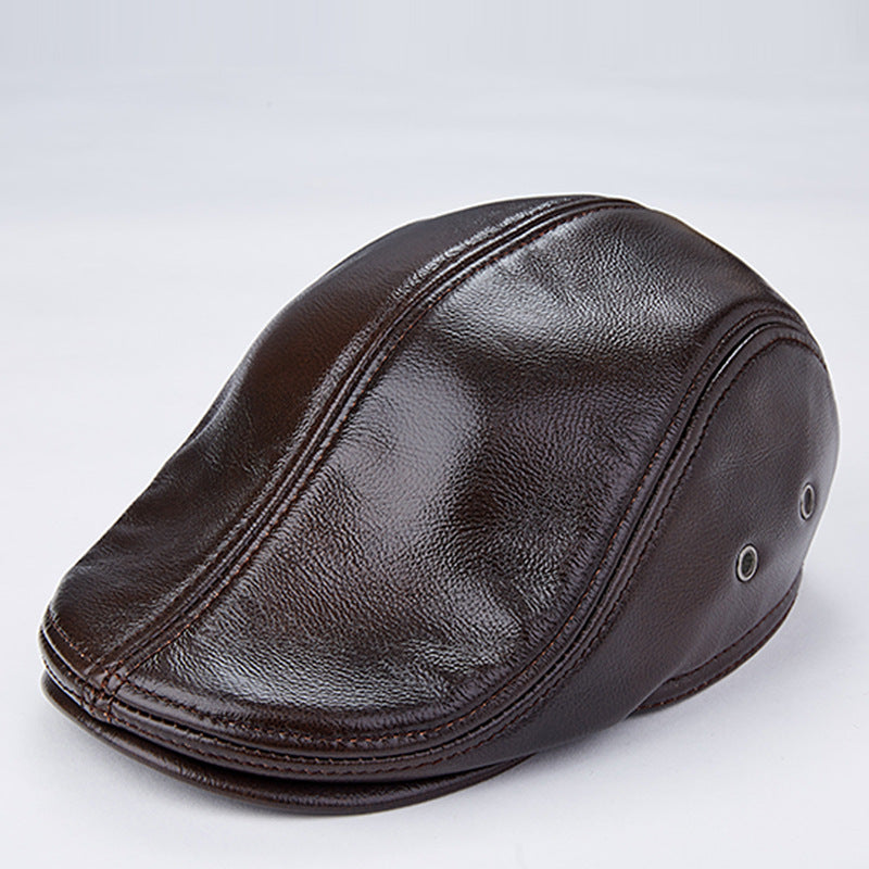 Men's Leather Beret | Ear Protection Warm Elegant Style